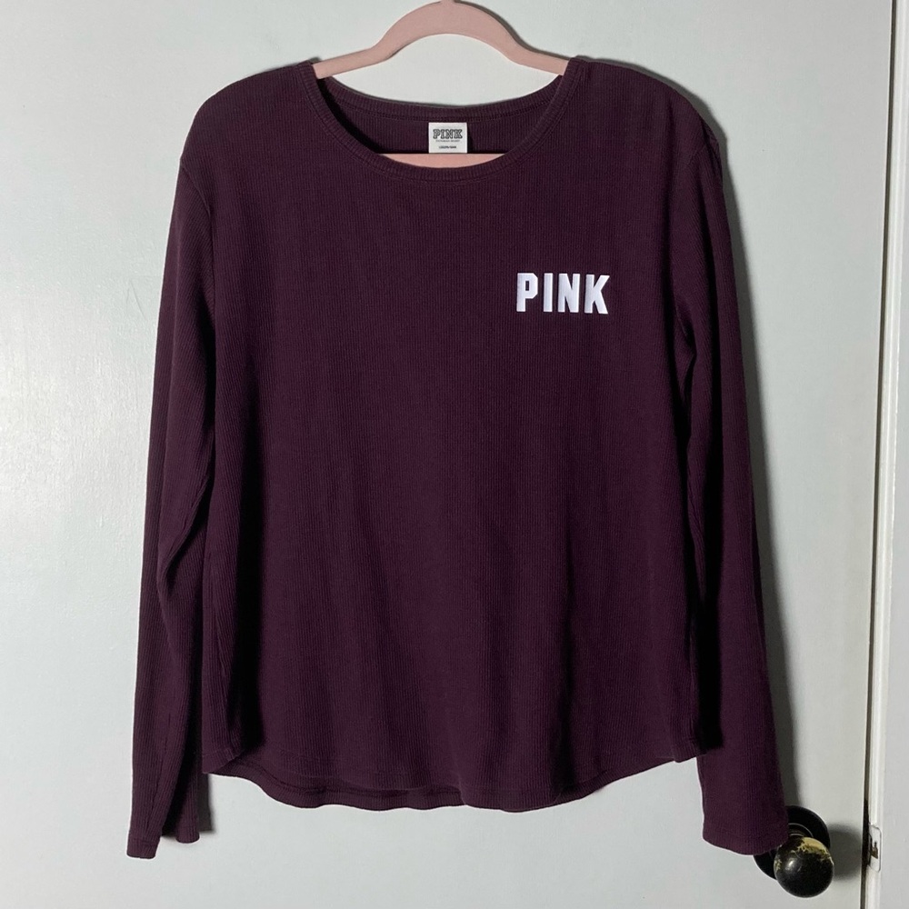 ⭐️ Pink Burgundy Purple Ribbed Long Sleeve Top Size Large